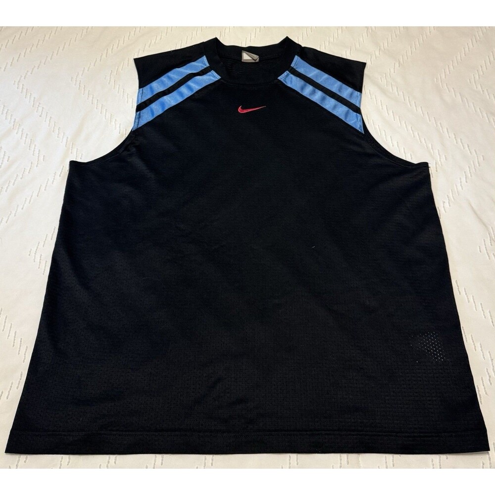 Nike Vintage Shirt Men’s Size L Sleeveless Blue Center Swoosh Jersey Tank Y2K